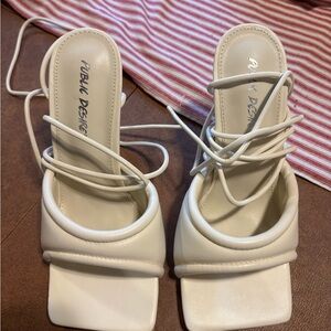 Nasty Gal White Strappy Square-Toe Heel